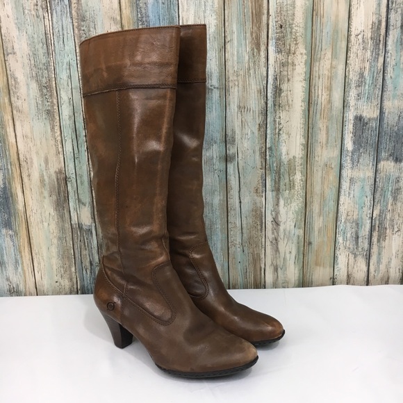 Born Handcrafted Side Zip Leather Heeled Boots - Picture 2 of 8